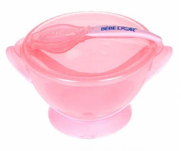 Bebedor Vakumlu Tabak Ve Kaşık - Pembe