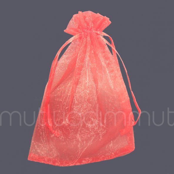 50 Adet 12x17cm Düz Organze Büzgülü Kese - 3