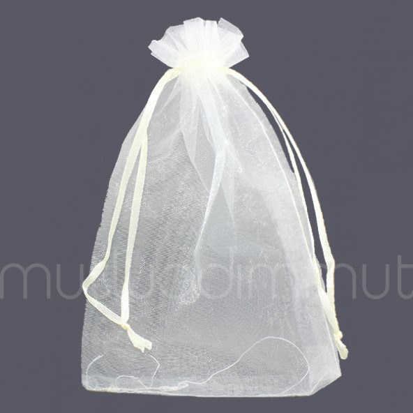 50 Adet 12x17cm Düz Organze Büzgülü Kese - 5