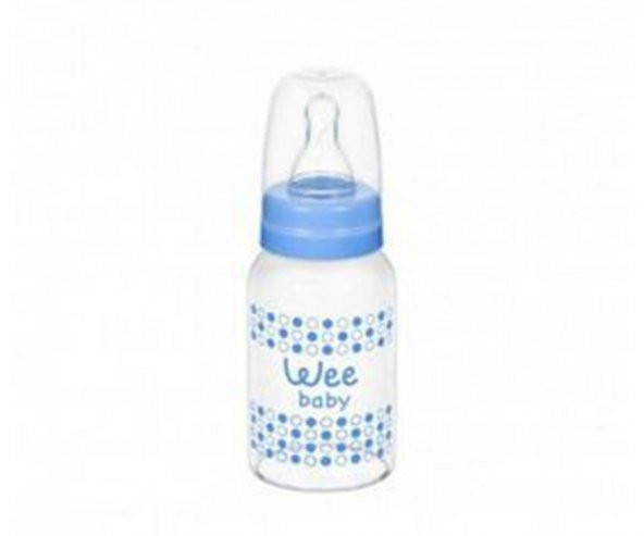 Wee Baby Isıya Dayanıklı Cam Biberon 120ml / Mavi