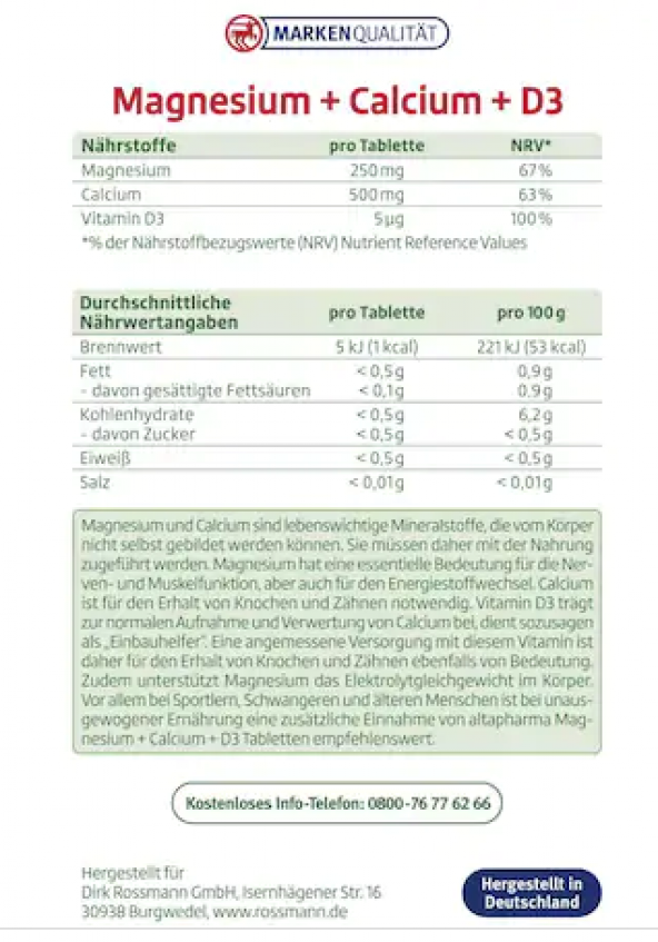 Altapharma Magnezyum Kalsiyum Vitamin D İçeren Takviye Edici Gıda - 2