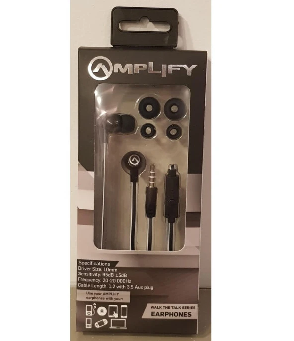 Amplify Walk the Talk Series Mikrofonlu Kulakiçi Kulaklık Siyah Gri 1000-BKGR - 4