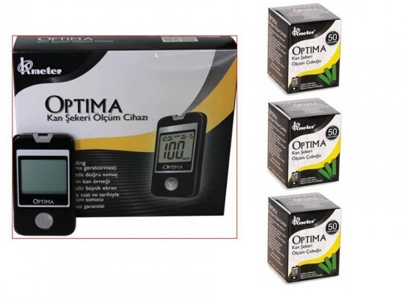 OPTİMA KAN SEKERİ ÖLÇÜM CİHAZI + 3 KUTU STRİP 150 ADET