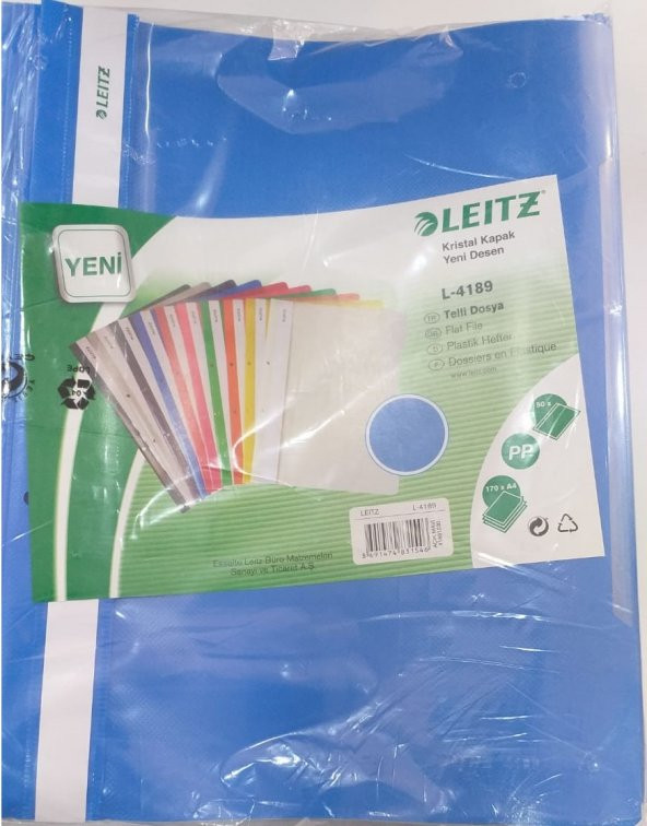Leitz Telli Dosya Plastik Açık Mavi L-4189, 50 Adet