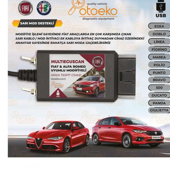 Fiat Gizli Özellik Açma Ve Arıza Tespit Cihazı Modifiyeli Multiecuscan 2020 Elm327 - 2
