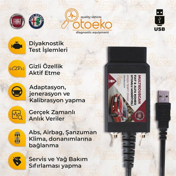 Fiat Gizli Özellik Açma Ve Arıza Tespit Cihazı Modifiyeli Multiecuscan 2020 Elm327 - 3
