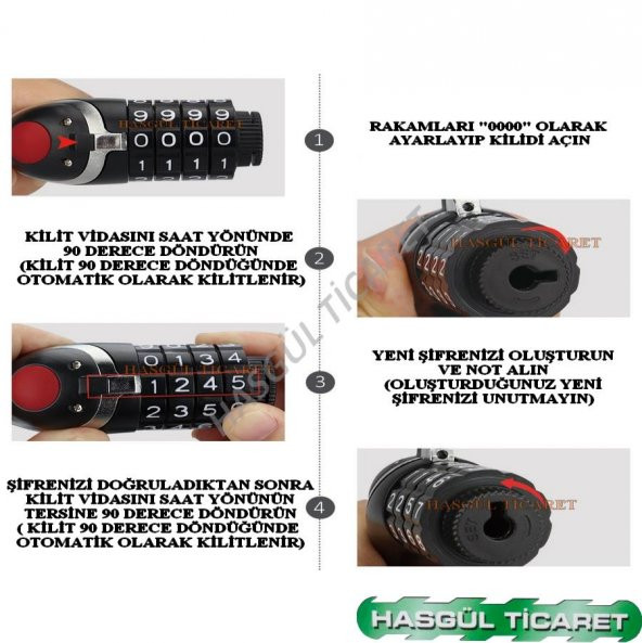 HSGL BİSİKLET  6 X1200 ZİNCİR KİLİT ( ŞİFRELİ ) - 4