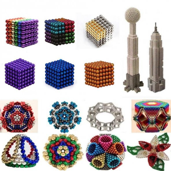 6 FARKLI KARIŞIK RENKLİ SİHİRLİ MANYETİK TOPLAR NEODYUM MIKNATIS BİLYE 216 ADET 5 MM NEO CUBE Neodymium - 4