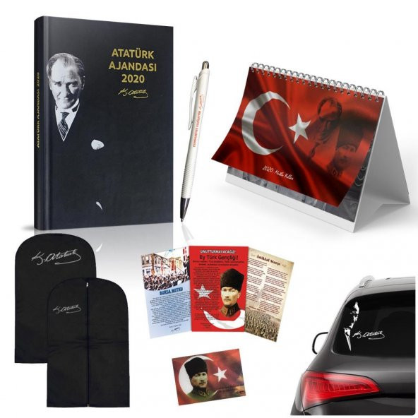 2020 Atatürk Ajandası, Takvim, Kalem, Poster, Elbise Kılıfı, Oto Sticker Yeni Yıl Hediye Set