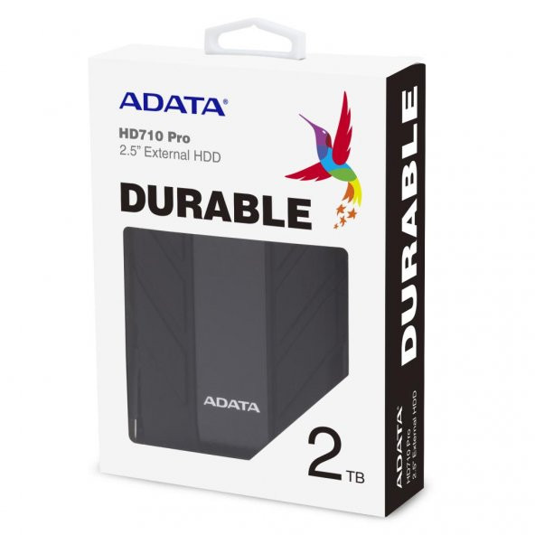 ADATA 2TB 2,5" HD710 Pro Ip68 Su Ve Toz Geçirmez Darbeye Dayanıklı Sağlamlaştırılmış USB 3.1 Taşınabilir Disk Siyah
