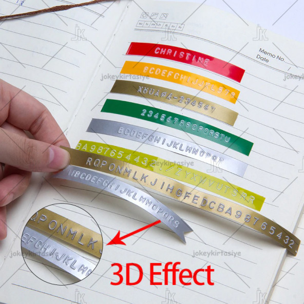 3D Kabartma Yapışkanlı Şerit Etiket Motex_E-101 + Dymo_JUNİOR+OMEGA (9mm X 3 metre) 1adet /Champagne GOLD - 2