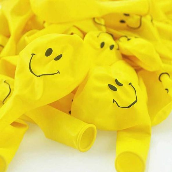 Smile Baskılı Sarı 6 lı Balon