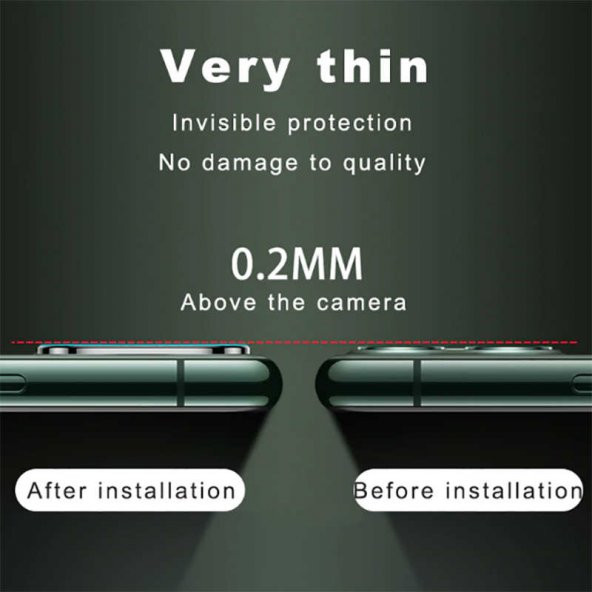 iPhone 11 Pro - 11 Pro Max 3D Metal Kamera Koruyucu - 3