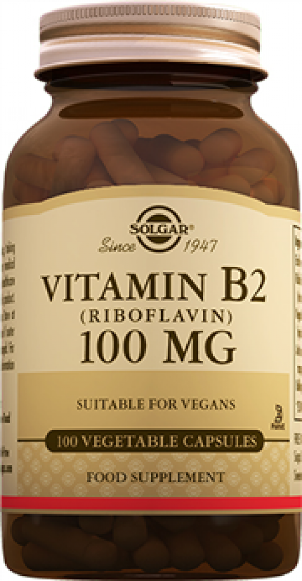 Solgar Vitamin B2 (Riboflavin) 100 mg. 100 Kapsül SKT:05/2022