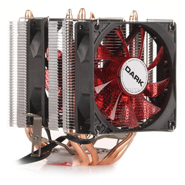 Dark Freezer X94RD, 2x92mm 4pin PWM Kırmızı Led Fanlı, 4xIsı Borusu, Direkt Kontak AMD Ryzen AM4 ve Intel Uyumlu İşlemci Soğutucu (DKCCX94RD)