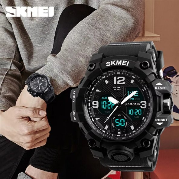 Skmei Erkek Kol Saati Analog Dijital Asker Saati Siyah Renk - 2