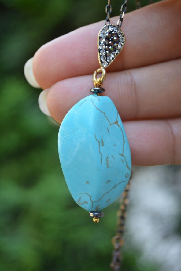 STONEAGE JEWELLERY Turkuaz Taşlı Bayan Kolye - Resim 2