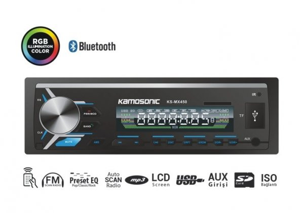 KAMOSONİC KS-MX450 BLUETOOTH USB/SD/FM OTO TEYP