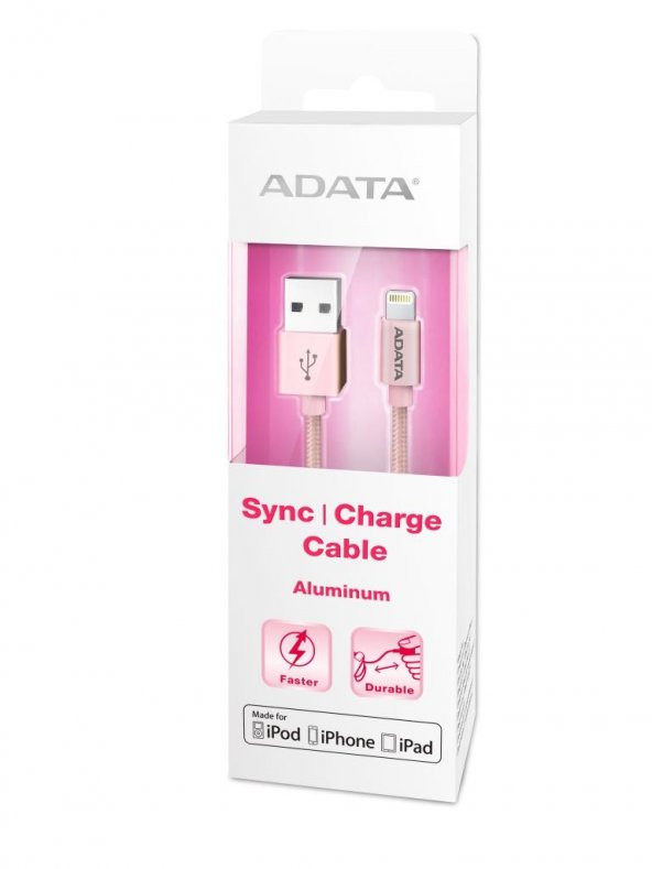 ADATA 1Mt. Lightning MFI Hızlı Şarj Kablosu Alüminyum Rose (Apple)