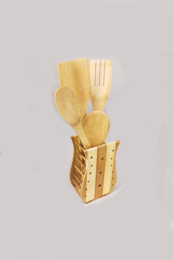 Ahşap Servis Kaşık Çatal Spatula Seti - 2
