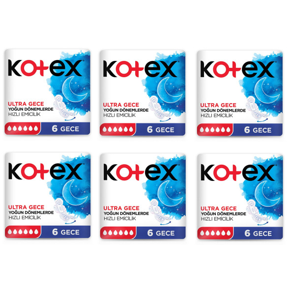 Kotex Ultra Tekli Gece Hijyenik Ped 6'lı X 6 Adet
