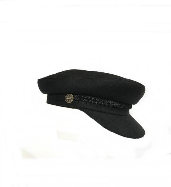 Moda Kadın  Siyah Kaptan Şapkası