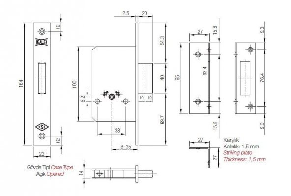 Kale 157-F Prazis Silindirli Gömme Emniyet Kilidi - 2
