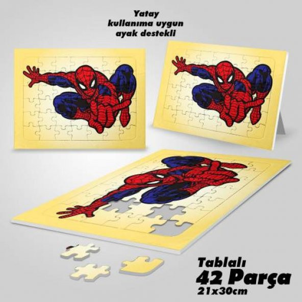 Asil Hobi Spiderman - Örümcek Adam Yapboz- Ayak Destekli Çerçeveli 42 Parça Puzzle