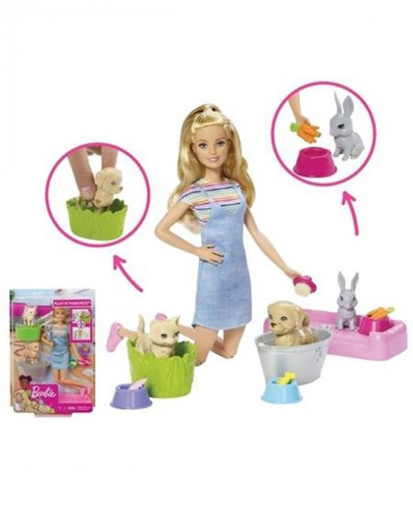 Barbie ve Hayvanları Banyo Eğlencesi Seti FXH11