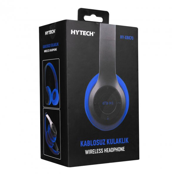 Hytech HY-XBK70 TF Kart Özellikli Siyah/Mavi Bluetooth Kulaklık - 6