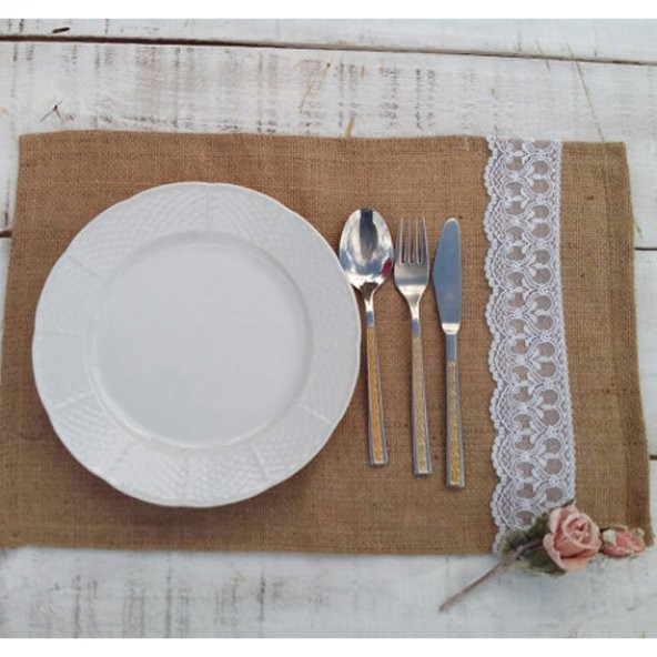 Kahverengi Jüt Dantelli Servis ürün görseli