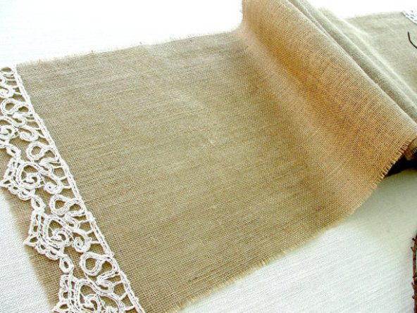 Runner Jüt Dantelli Kısa Kenar 40x200 Cm - Resim 3