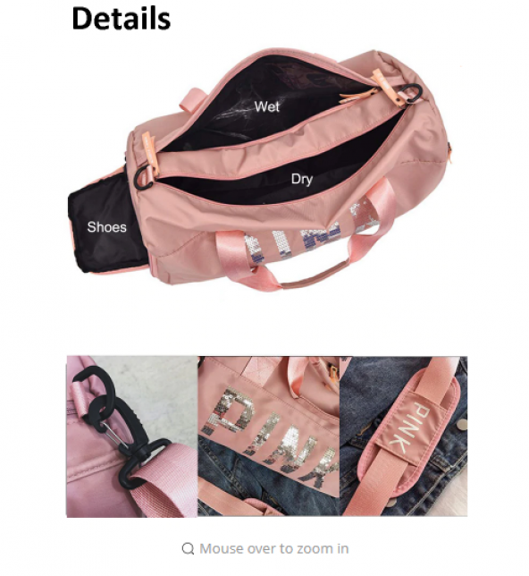 LUX gym spor çanta Kadın Ayakkabı Bölmesi - 3