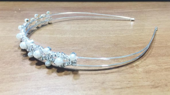 Yeni Parlak Kristal Taklidi Inci Bandı Gümüş Düğün Tiara Saç - 3