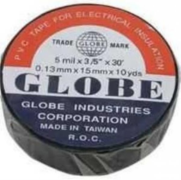 Globe pvc İzole Band Renkli elektrik bantı 19mm x 10 mt siyah
