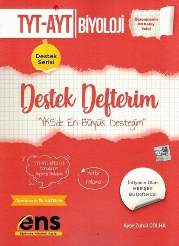 ENS Yayınları YKS TYT AYT Biyoloji Destek Defterim Destek Serisi