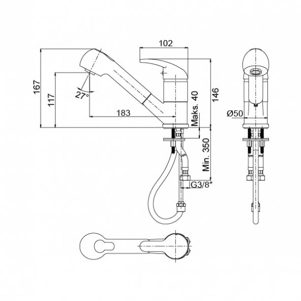 Hafele Rea Spiralli Mutfak Armatürü kr. - 569.62.250 - 2