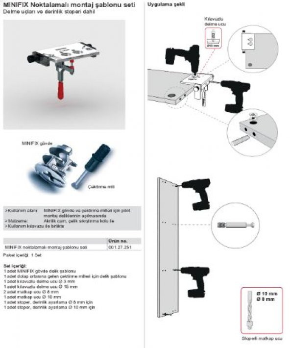 Hafele Minifix Montaj Şablonu - 001.27.251 - 2