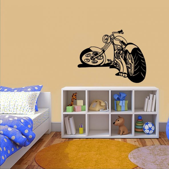 Yaratıcı Motosiklet Silüeti Dekoratif Genç Odası Duvar Sticker, Çıkartma