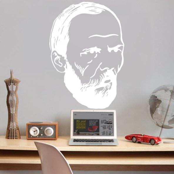 Ünlü Düşünür Yazar Fyodor Dostoyevski Silüeti Dekoratif Genç Odası Duvar Sticker, Çıkartma - 2
