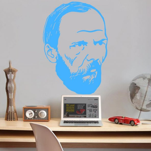 Ünlü Düşünür Yazar Fyodor Dostoyevski Silüeti Dekoratif Genç Odası Duvar Sticker, Çıkartma - 5