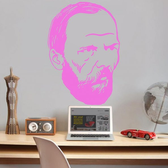 Ünlü Düşünür Yazar Fyodor Dostoyevski Silüeti Dekoratif Genç Odası Duvar Sticker, Çıkartma - 6