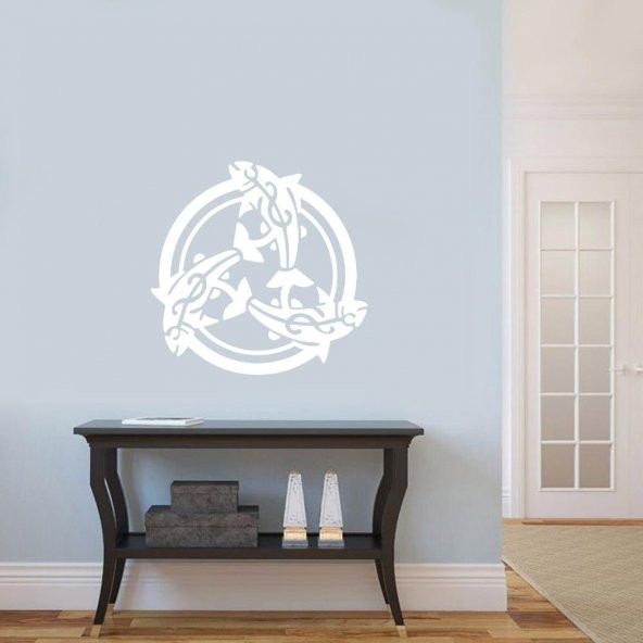 Balık Motifli Barış Simgesi Silüeti Dekoratif Duvar Sticker, Çıkartma - 2