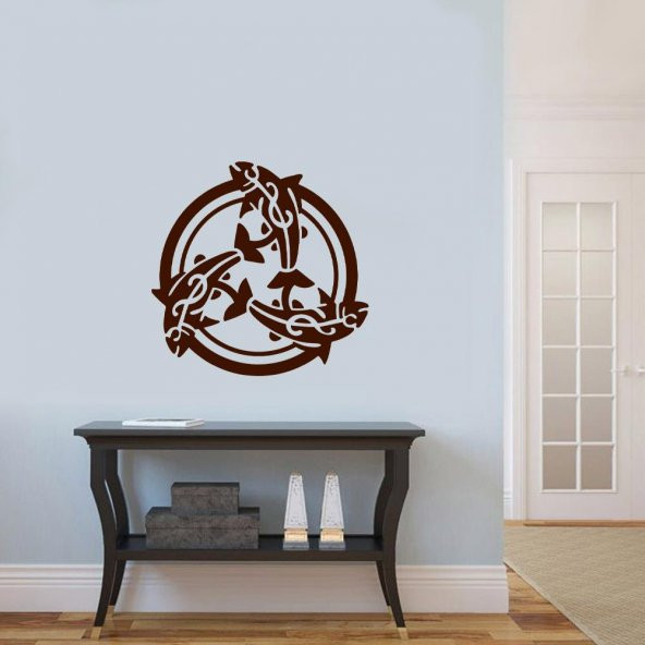 Balık Motifli Barış Simgesi Silüeti Dekoratif Duvar Sticker, Çıkartma - 3