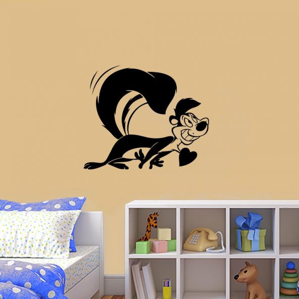 Çizgi Film Karakteri Aşk Dolu Kokarca-Pepe Le Pew Dekoratif Duvar Sticker, Çıkartma
