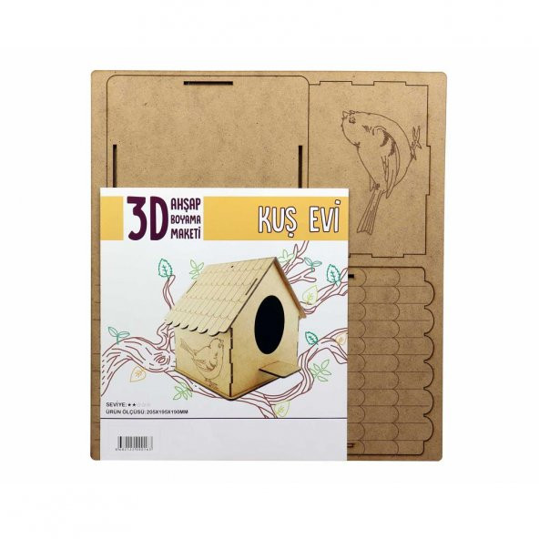 3D Ahşap Büyük Kuş Evi Maketi - 3
