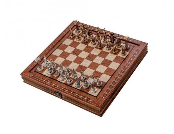 Helena Wood Art Masif El Yapımı Sedefli Satranç Takımı