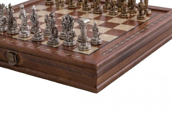 Helena Wood Art Masif El Yapımı Sedefli Satranç Takımı - 4