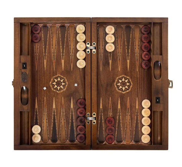 Helena Wood Art Genius El Oyması Ahşap Tavla Seti Ceviz - 3