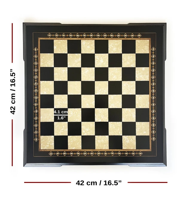 Helena Wood Art Masif Ahşap Koyu Satranç Tablası - 3